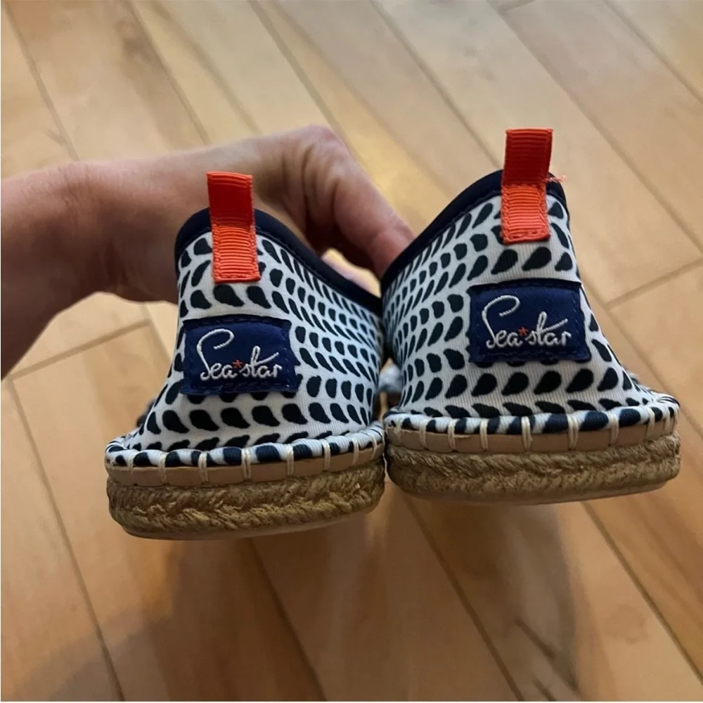 Sea Star Beachwear Navy White Patterned Mariner Beachcomber Espadrille size 8